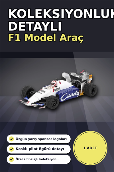 Diecast 1/64 Formula 1 Aracı Toleman TG184 Johnny Cecotto Monako 1984 Yarış Modeli Tekli BX-313384