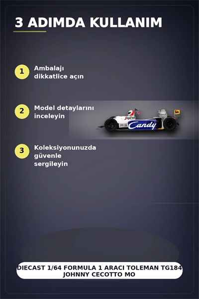 Diecast 1/64 Formula 1 Aracı Toleman TG184 Johnny Cecotto Monako 1984 Yarış Modeli Tekli BX-313384