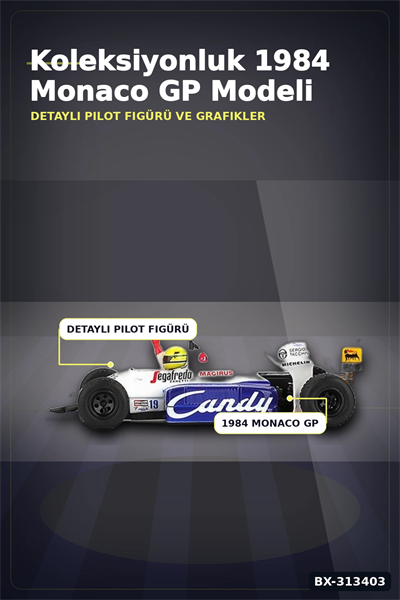 Diecast 1/64 Formula 1 Toleman TG184 Senna 1984 Monaco Podyum Model Araba BX-313403