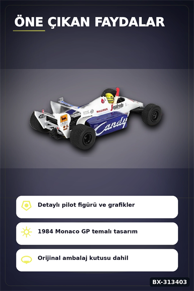Diecast 1/64 Formula 1 Toleman TG184 Senna 1984 Monaco Podyum Model Araba BX-313403