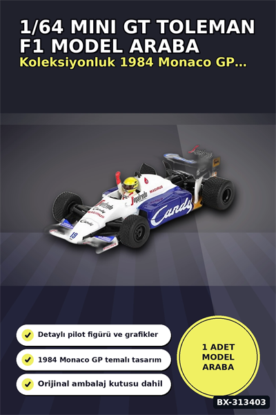 Diecast 1/64 Formula 1 Toleman TG184 Senna 1984 Monaco Podyum Model Araba BX-313403