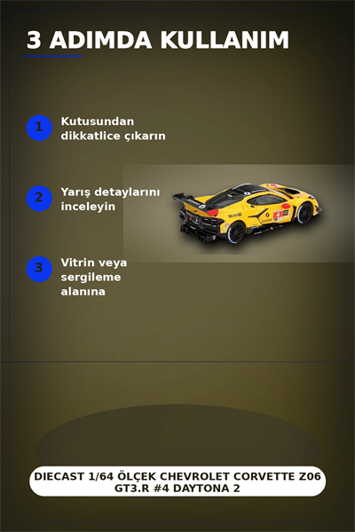 Diecast 1/64 Ölçek Chevrolet Corvette Z06 GT3.R #4 Daytona 24 Saat Yarış Arabası Modeli BX-313327
