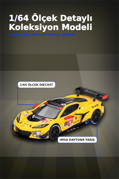 Diecast 1/64 Ölçek Chevrolet Corvette Z06 GT3.R #4 Daytona 24 Saat Yarış Arabası Modeli BX-313327