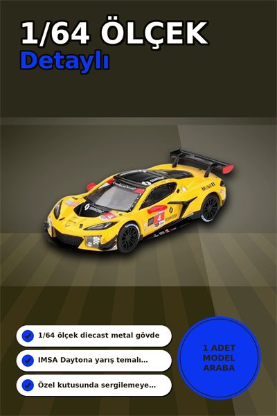 Diecast 1/64 Ölçek Chevrolet Corvette Z06 GT3.R #4 Daytona 24 Saat Yarış Arabası Modeli BX-313327