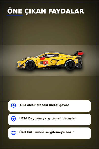 Diecast 1/64 Ölçek Chevrolet Corvette Z06 GT3.R #4 Daytona 24 Saat Yarış Arabası Modeli BX-313327