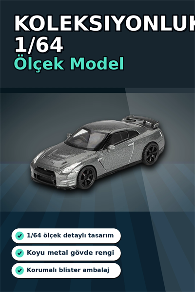Diecast 1/64 Ölçek Nissan GTR Nismo R35 CRS Dark Metal Blister Paket Model Araba BX-313359