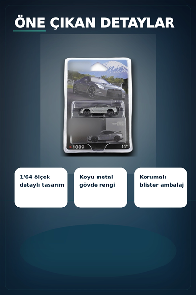 Diecast 1/64 Ölçek Nissan GTR Nismo R35 CRS Dark Metal Blister Paket Model Araba BX-313359