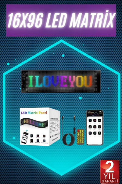 Digital Araba Yazısı Ekran Matrix En Büyük Boy 16X96 Matrix LED Panel