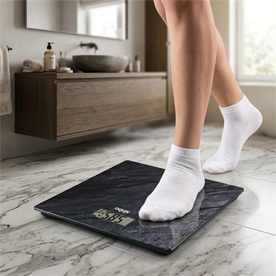 Dijital - Pilli Banyo Baskül Terazi Tartı Lcd Ekran - Sıcaklık Gösterge 180kg/50gr 28x28cm Sbs-4452 Bx40
