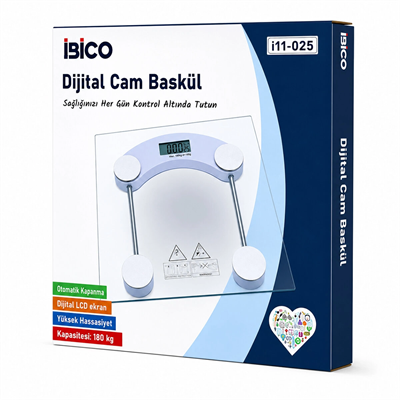 Dijital - Pilli Kare Banyo Baskül Terazi Tartı Lcd Ekran 180kg/0.1g 30x30cm İ11-025 Bx40