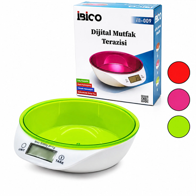 Dijital - Pilli Mutfak Terazi Tartı Kaseli - 5kg/1gr Bx40