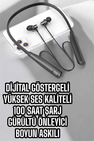 Dijital Batarya Göstergeli Bluetooth Özellikli Boyun Askılı Kulaklık