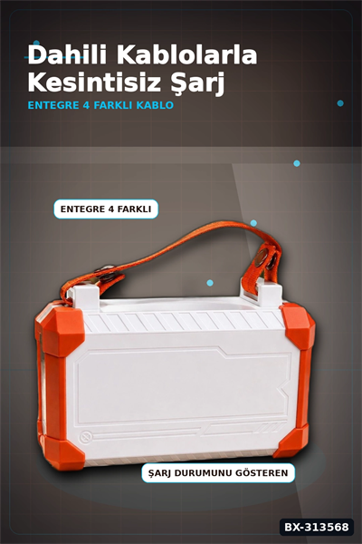 Dijital Ekranli 60000mAh 4 Kablolu Powerbank 22.5W Hizli Sarj Coklu Cikisli BX-313568
