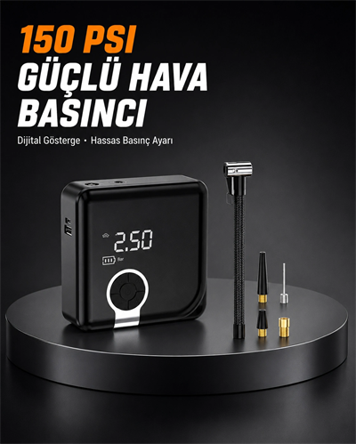 Dijital Ekranlı Diyafram Tip Kompresör 150 PSI Güçlü Motorlu