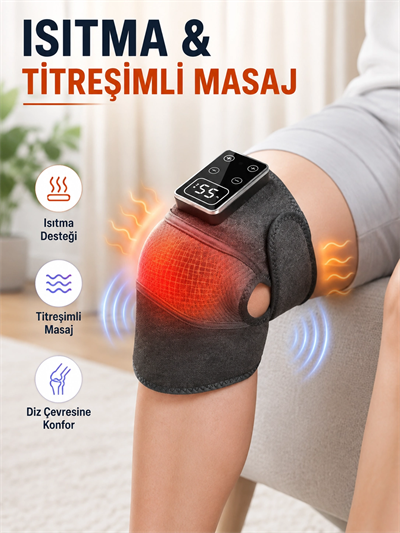 Dijital Ekranlı Isıtmalı Diz Masaj Aleti Ayarlanabilir Titreşimli Şarjlı Masaj Cihazı