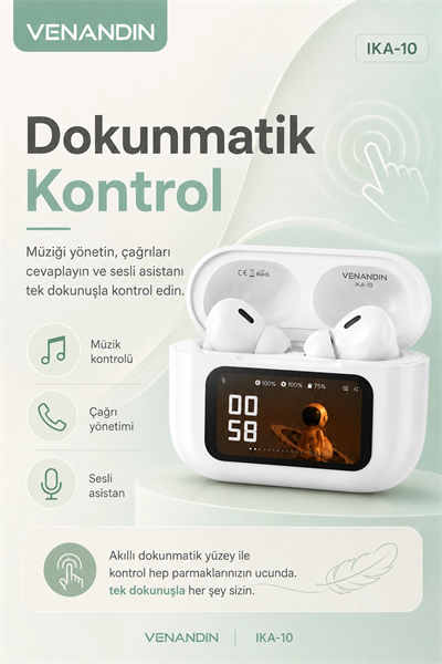 Dijital Ekranlı Şarj Kutulu Kablosuz Kulaklık Müzik Arama Ve Günlük Kullanım İçin