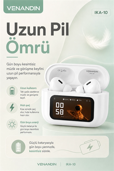 Dijital Ekranlı Şarj Kutulu Kablosuz Kulaklık Müzik Arama Ve Günlük Kullanım İçin