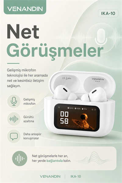 Dijital Ekranlı Şarj Kutulu Kablosuz Kulaklık Müzik Arama Ve Günlük Kullanım İçin