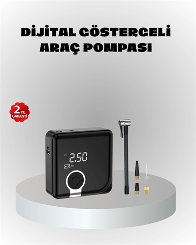 Dijital Ekranlı Şarjlı Hava Kompresörü 150 PSI Güçlü Motorlu