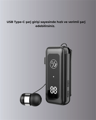 Dijital Ekranlı ve Hızlı Şarjlı Bluetooth 5.2 Makaralı Kulaklık