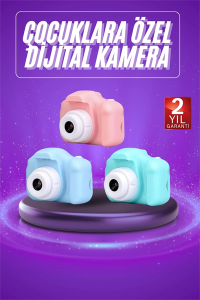 Dijital Fotoğraf Makinesi Çocuk Mini 1080p HD Kaliteli Renkli