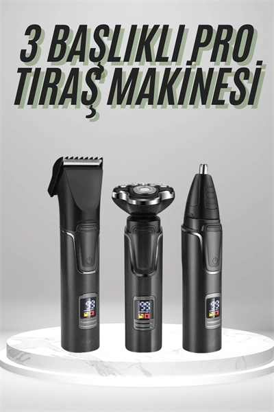 Dijital Göstergeli 3 Başlıklı Tıraş Makinesi Islak Kuru Lazer Öncesi Günlük