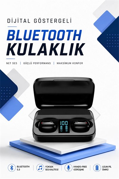 Dijital Göstergeli Bluetooth Kulaklık Kablosuz TWS Stereo Bluetooth 5.0
