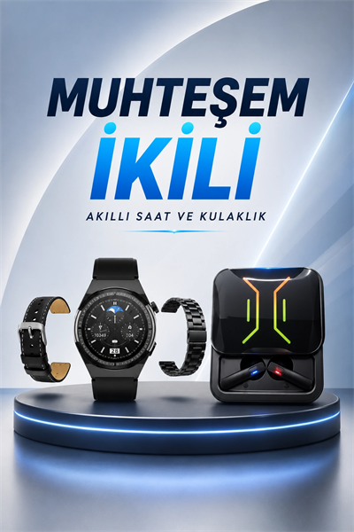 Dijital Göstergeli Bluetooth Kulaklık ve Bildirim Görebilen Akıllı Saat Alarm ve Titreşim