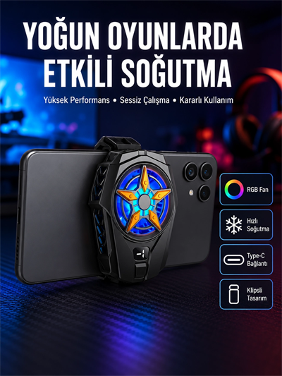 Dijital Göstergeli Evrensel Telefon Soğutma Fanı Yeni Nesil
