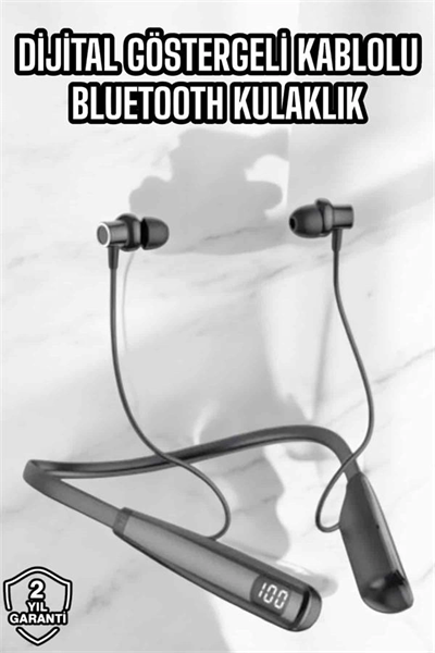 Dijital Göstergeli Kulak İçi Kablosuz Bluetooth Kulaklık Boyun Bantlı Yeni Nesil