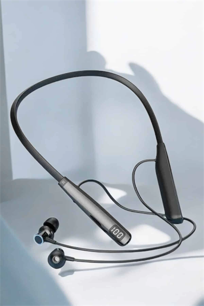 Dijital Göstergeli Kulak İçi Kablosuz Bluetooth Kulaklık Boyun Bantlı