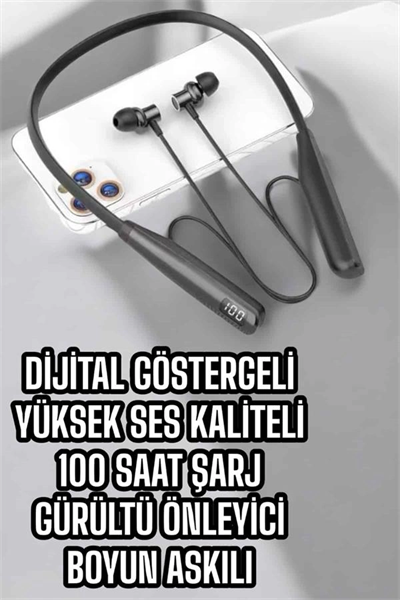 Dijital Göstergeli Kulak İçi Kablosuz Bluetooth Kulaklık Boyun Bantlı Yeni Nesil