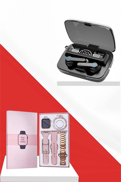 Dijital Göstergeli Powerbank Bluetooth Kulaklık ve Yeni Nesil Amoled Ekran Akıllı Saat