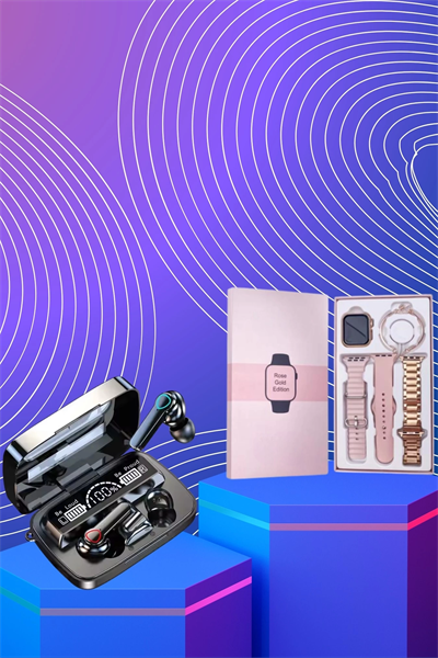 Dijital Göstergeli Powerbank Bluetooth Kulaklık ve Yeni Nesil Amoled Ekran Akıllı Saat