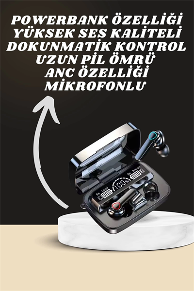 Dijital Göstergeli Powerbank Kulaklık ve 7 Kordonlu Yeni Nesil Akıllı Saat Amoled Ekran