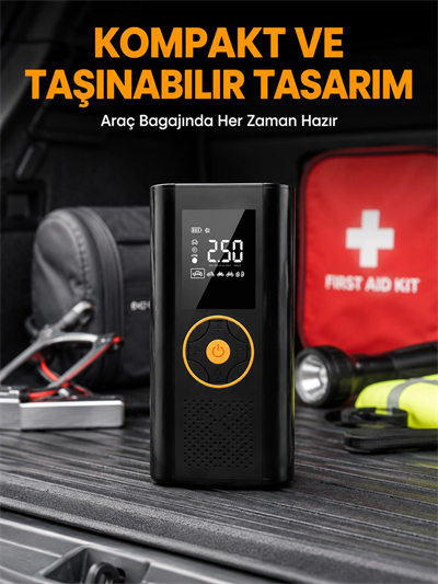 Dijital Göstergeli Taşınabilir Hava Kompresörü Güçlü Şişirme Performansı Yeni Nesil