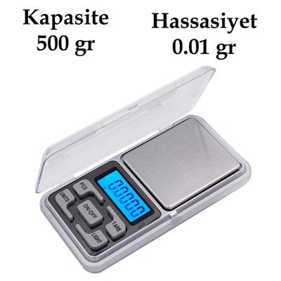 Dijital Hassas Elektronik Cep Terazi Tartı 500 Gr 0.01 Gr Hassasiyet Bx40