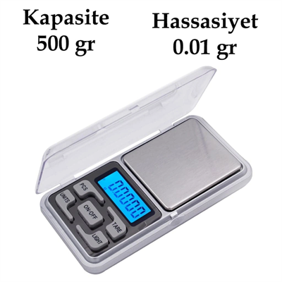 Dijital Hassas Elektronik Kuyumcu Cep Terazisi Tartı 500 Gr /  0.1 Gr Bx40