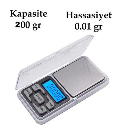 Dijital Hassas Elektronik Kuyumcu Cep Terazisi Tartı 200 Gr / 0.01 Gr Bx40