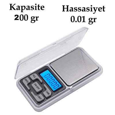 Dijital Hassas Elektronik Kuyumcu Cep Terazisi Tartı 200 gr /  0.01 gr (3936)