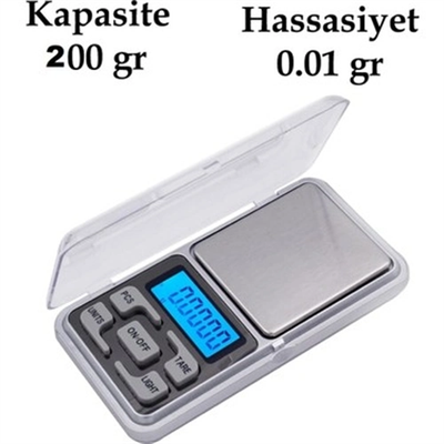 Dijital Hassas Elektronik Kuyumcu Cep Terazisi Tartı 200 Gr 0.01 Gr Bx40