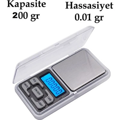 Dijital Hassas Elektronik Kuyumcu Cep Terazisi Tartı 200 Gr 0.01 Gr Bx40