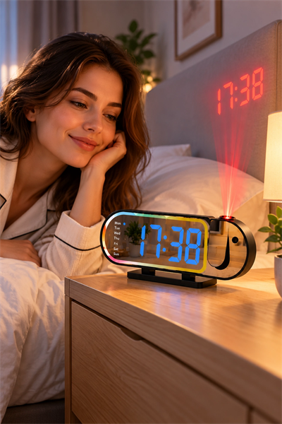 Dijital LED Masa Saati Masaüstü Alarm Saati Parlaklık Ayarlı Sıcaklık ve 12 24 Saat Göstergeli