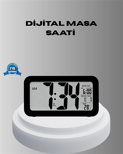 Dijital Masa Saati Sensörlü Aydınlatmalı Alarm ve Sıcaklık Ölçerli