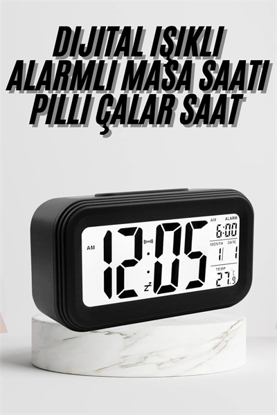 Dijital Masa Saati Termometre Takvim Led Ekran Pilli Ev Ofis Masası