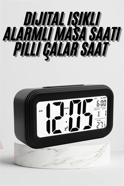 Dijital Masa Saati Termometre Takvim Led Ekran Pilli Ev Ofis Masası