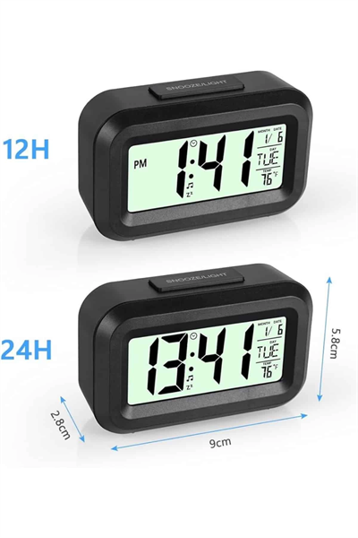 Dijital Masa Saati Termometreli Takvim Çalar Saat Led Ekran Pilli