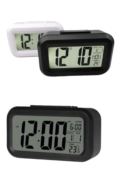 Dijital Masa Saati Termometreli Takvim Çalar Saat Led Ekran Pilli