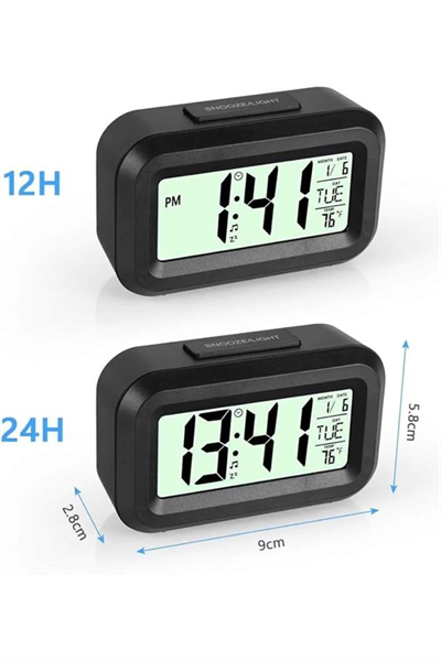 Dijital Masa Saati Termometreli Takvim Çalar Saat Led Ekran Pilli