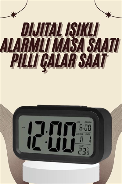 Dijital Masa Saati Termometreli Takvim Çalar Saat Led Ekran Pilli
